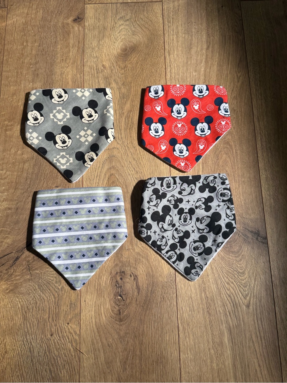 Children's Mickey Mouse Print Bandana Bibs - q & Gray Pack